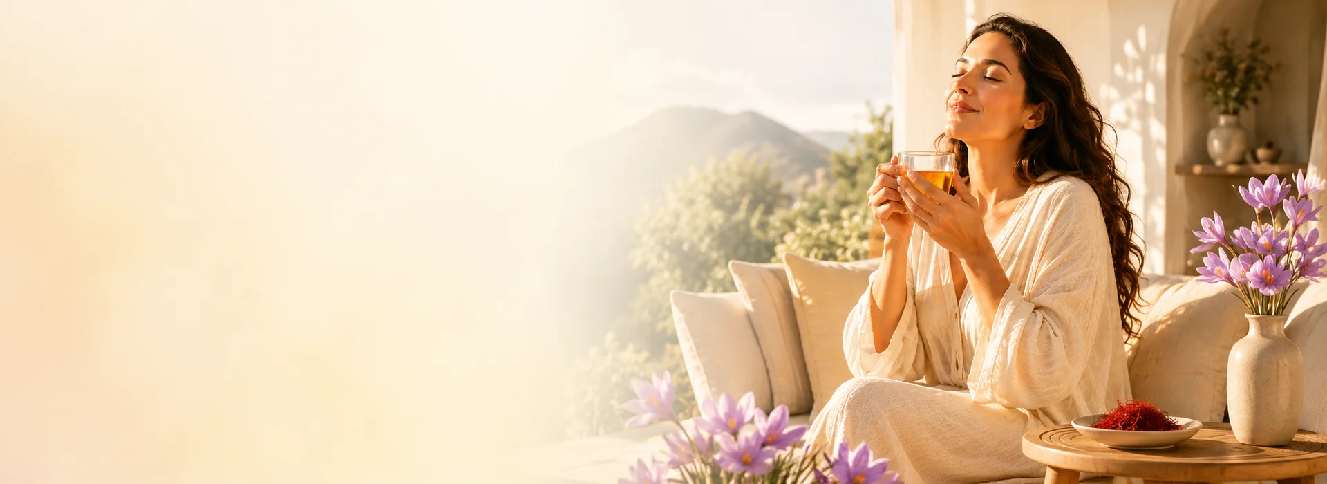 Girl drinking saffron tea